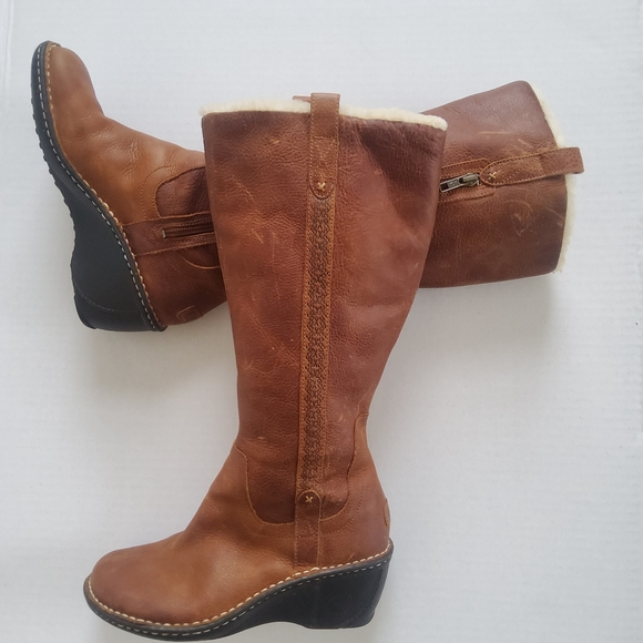 UGG Hartley Leather Boots Chestnut Size 7 - Picture 11 of 14